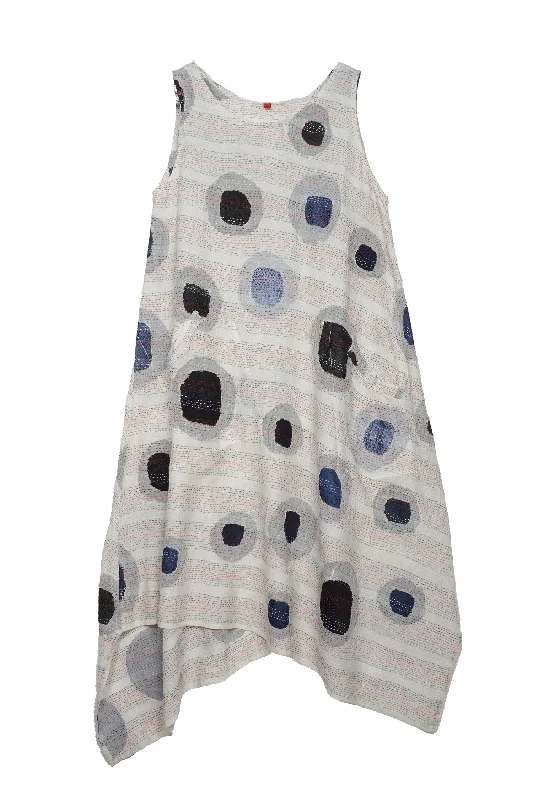 Closeout Sale CUT OUT KANTHA POINTY HEM DRESS - ck2415-wht -