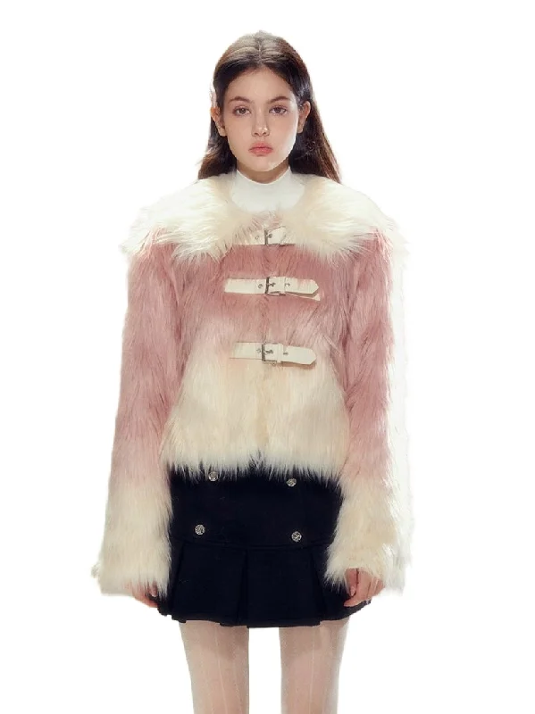 padded coatPink Gradient Button Shearling Jacket