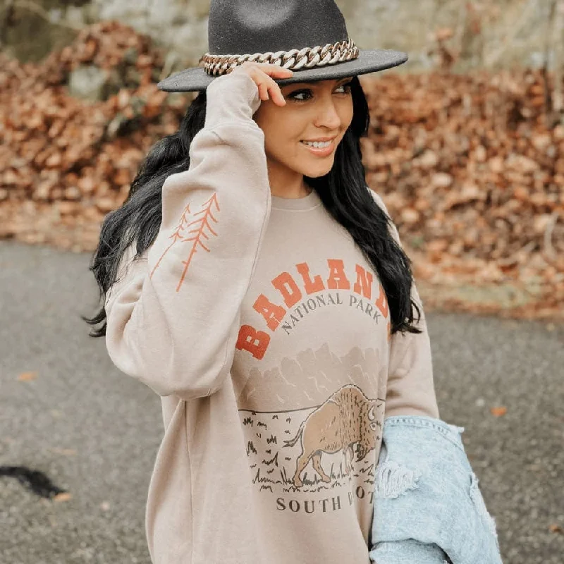Low Prices graphic gym sweatshirtBadlands National Park Sweatshirt