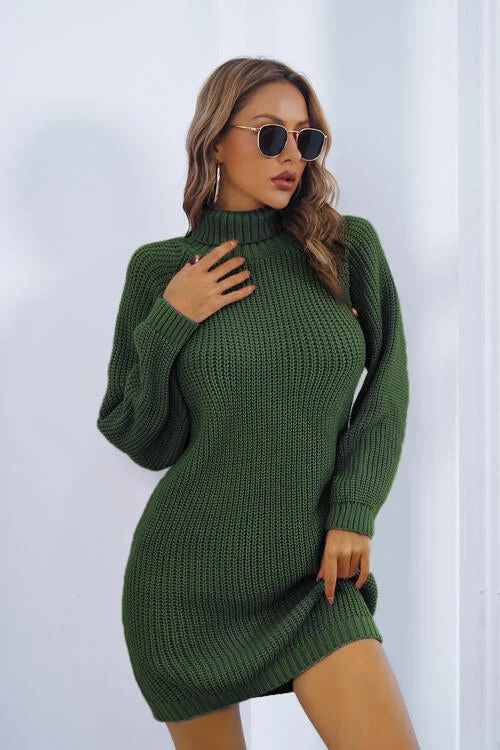 Daily Specials casual midi dressButtoned Turtleneck Long Sleeve Sweater Dress