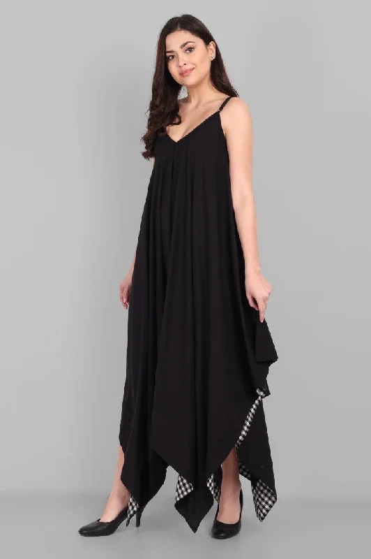 New Markdowns Black Long Alisha Handkerchief Dress