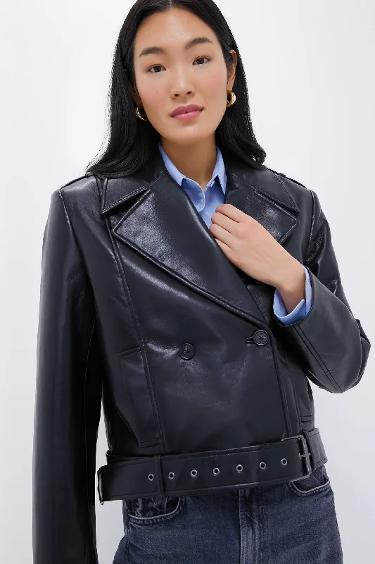 high-fashion coatBlack Recycled Leather Simone Jacket