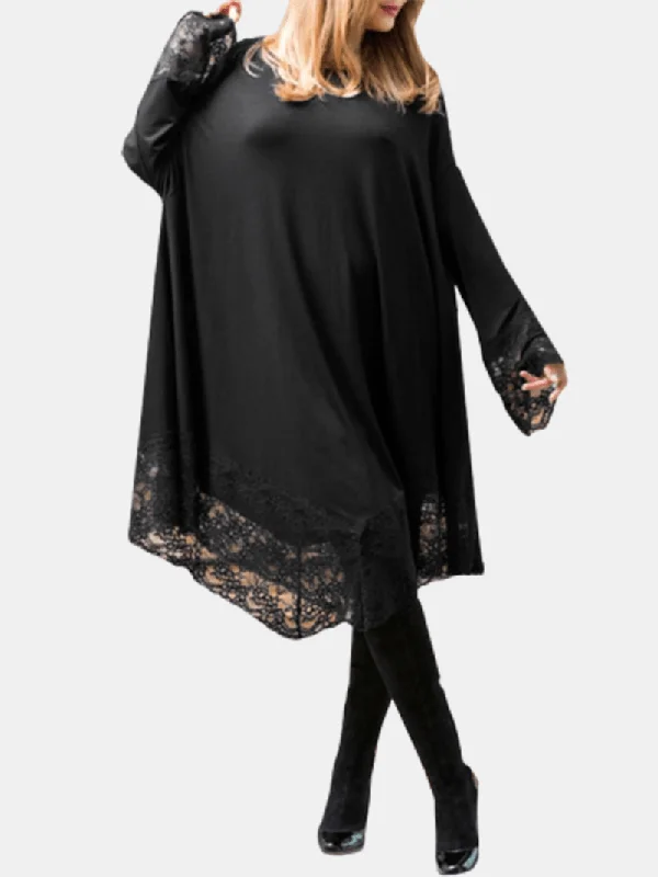 Limited Time Offer casual evening dressSee-Through Lace Stitching 100% Polyester Long Skirt