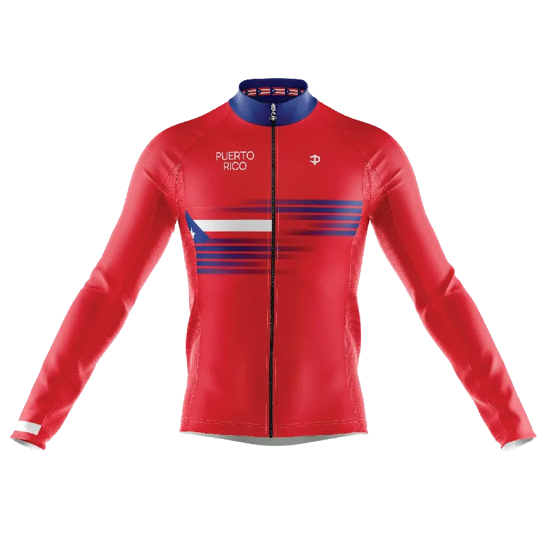 Low Prices functional sports hoodiePuerto Rico Long Sleeve Cycling Jersey