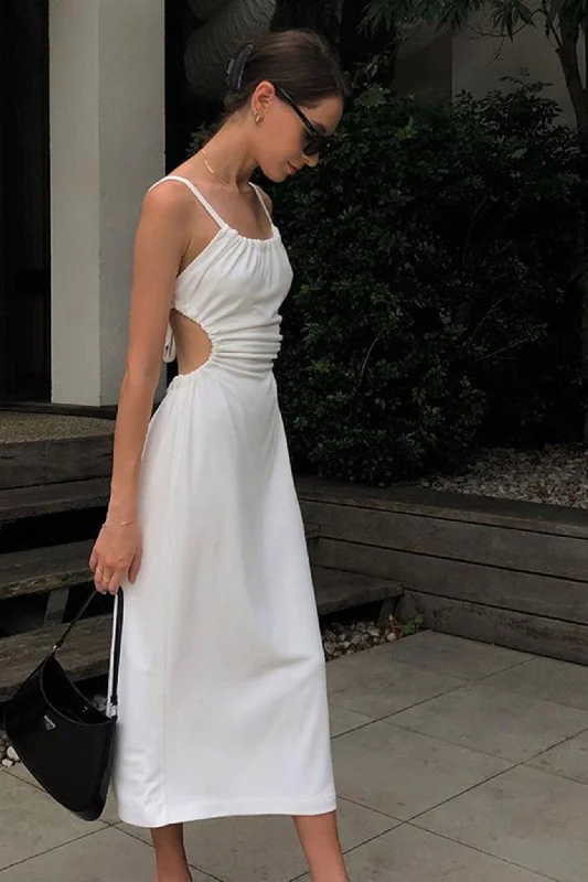 textured dressCut-out Backless Strappy White Dress