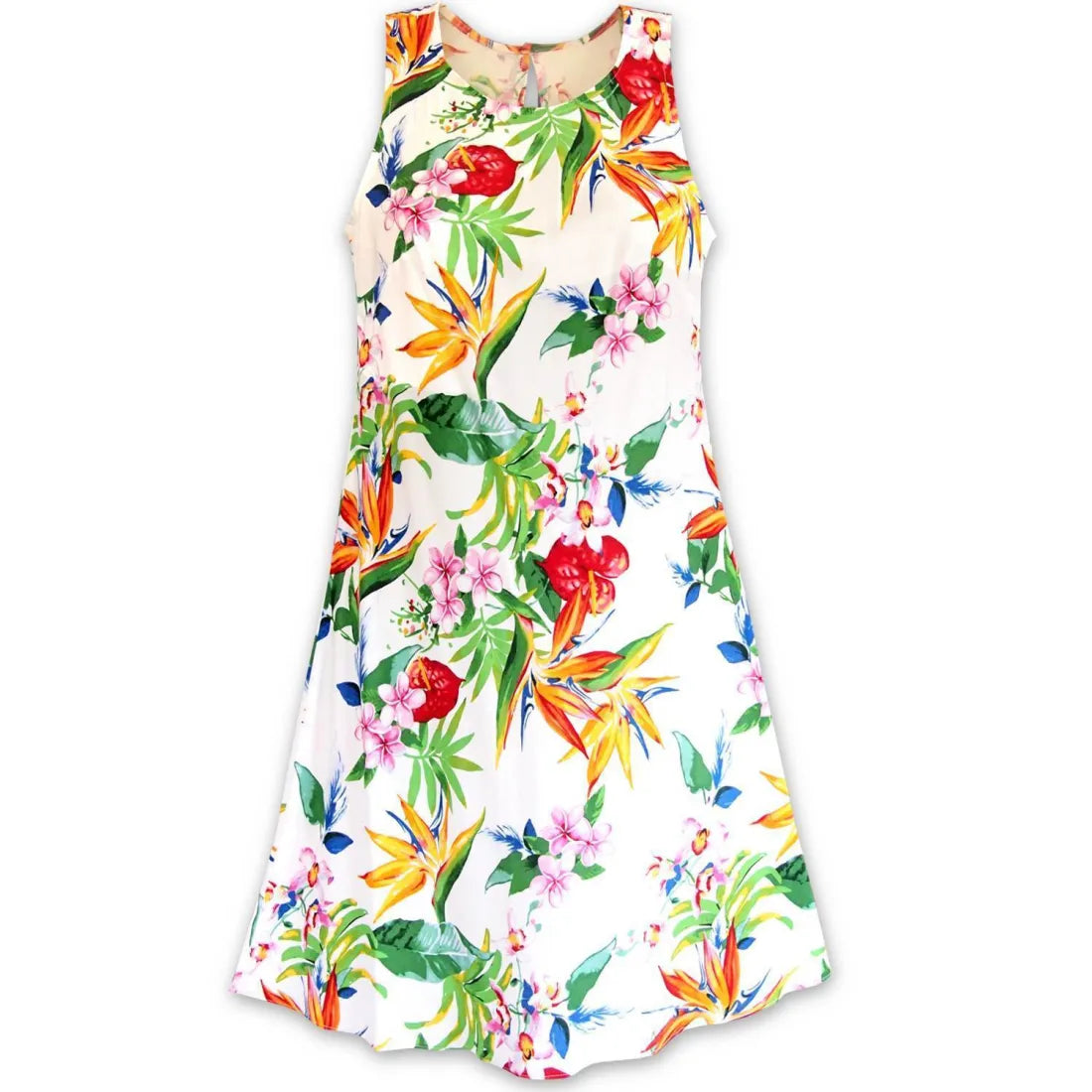 Super Bargain Jungle White Rhythm Hawaiian Dress