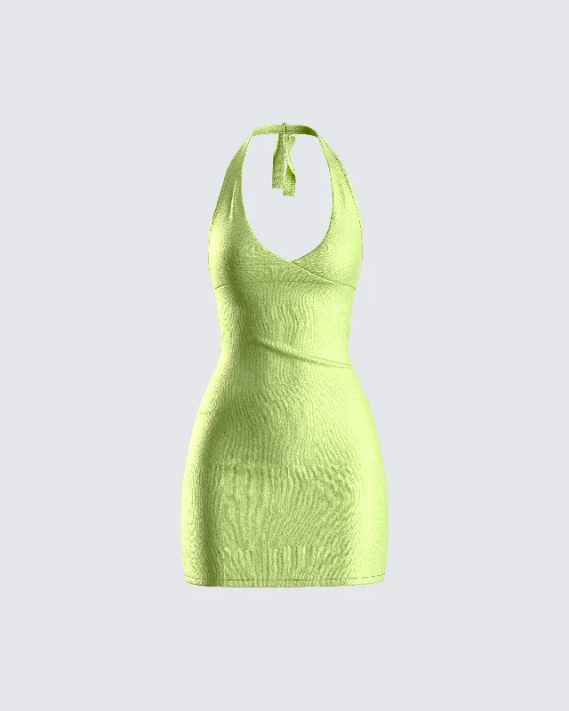 Members Only textured dressDani Halter Mini-Dress
