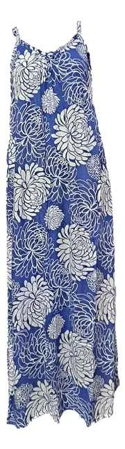 Mega Sale Secret Beach - Bali Dress - Long - Chrysanthemum - Navy / White