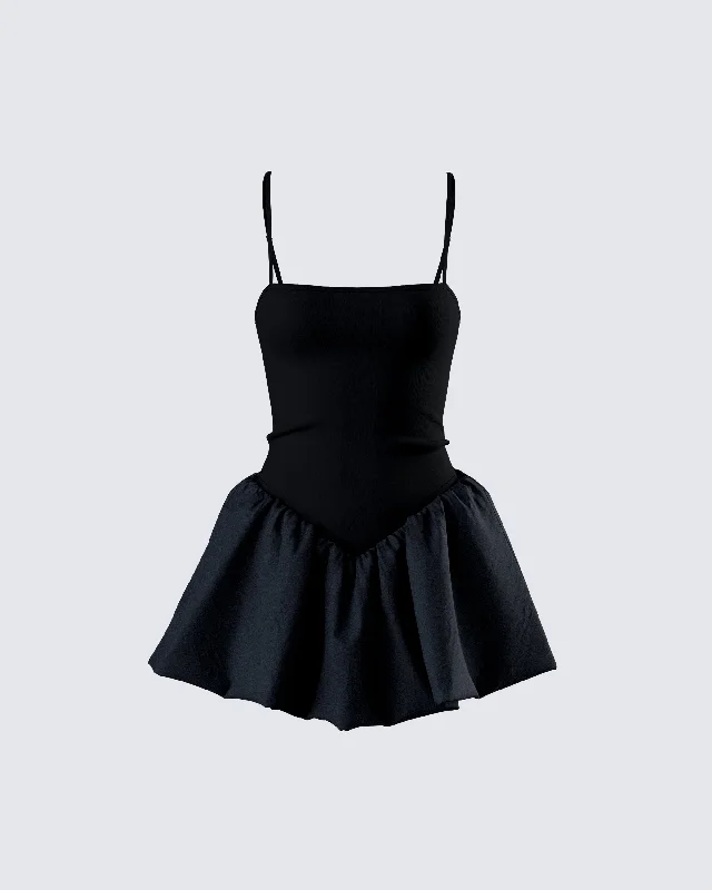 off-the-shoulder dressHadley Black Bubble Mini Dress