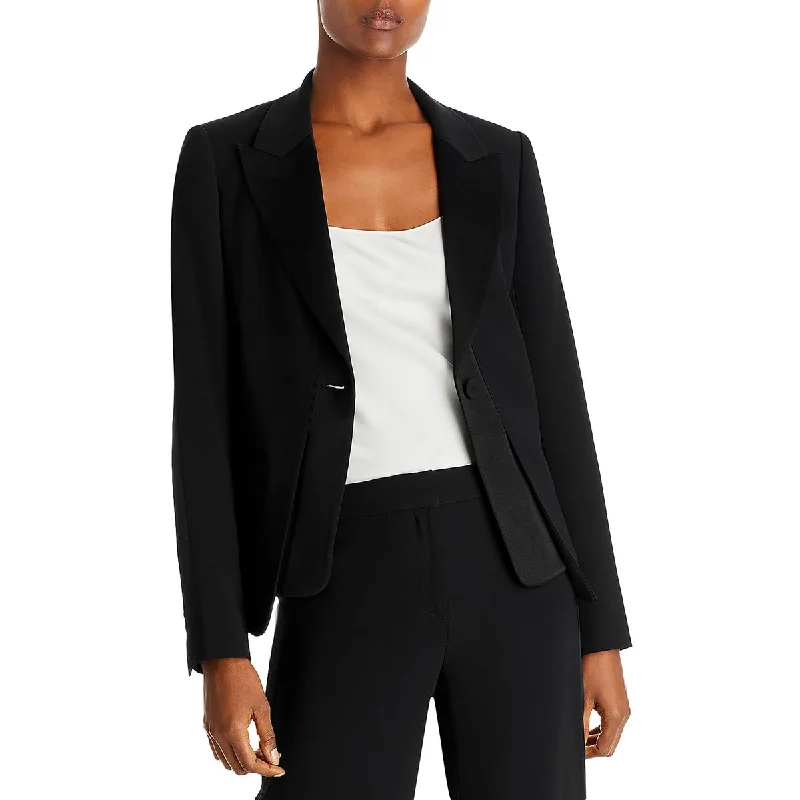 insulated coatMac Womens Satin Trim Suit Separate One-Button Blazer