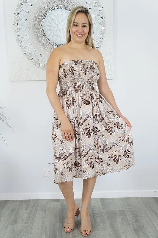 Weekend Flash Sale Smock Dress "Tropical Leaves"