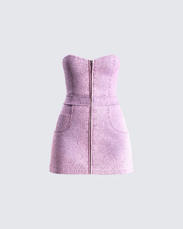 Exclusive Savings vintage dressMalena Pink Denim Mini Dress