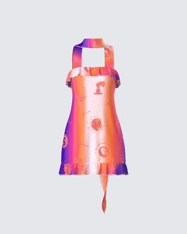 Deal Zone spaghetti strap dressRyann Multi Celestial Print Mini Dress