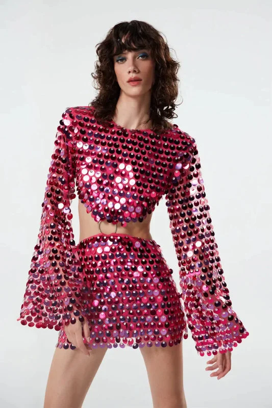 vintage-inspired dressWomen's fashion new sequined irregular Sequin Cutout dress