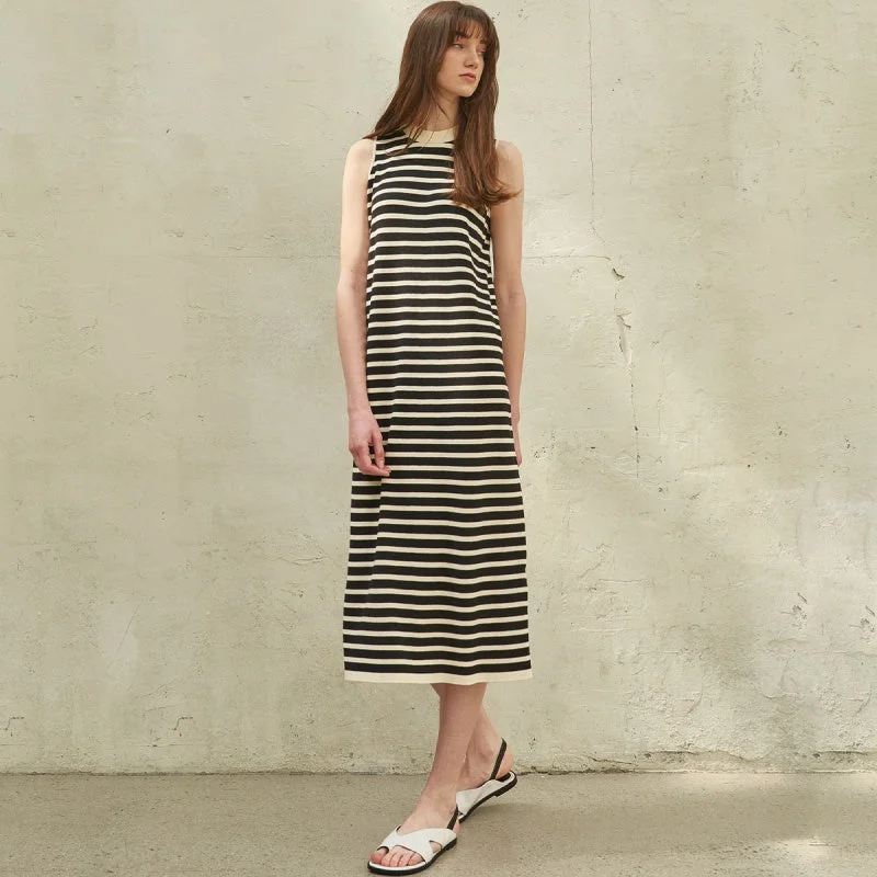 While Supplies Last puff sleeve dressVintage Striped Sleeveless Knit Dress