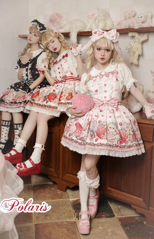 Mega Sale chic slip dressPolaris Lolita~Rabbit Berry Gift Box~Sweet Lolita Salopette and Dress Set