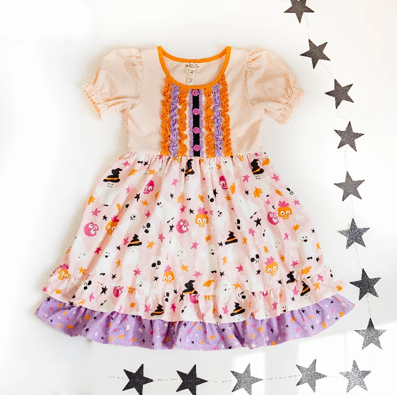 fitted cocktail dressBoogie Woogie Monsters Ruffle Dress