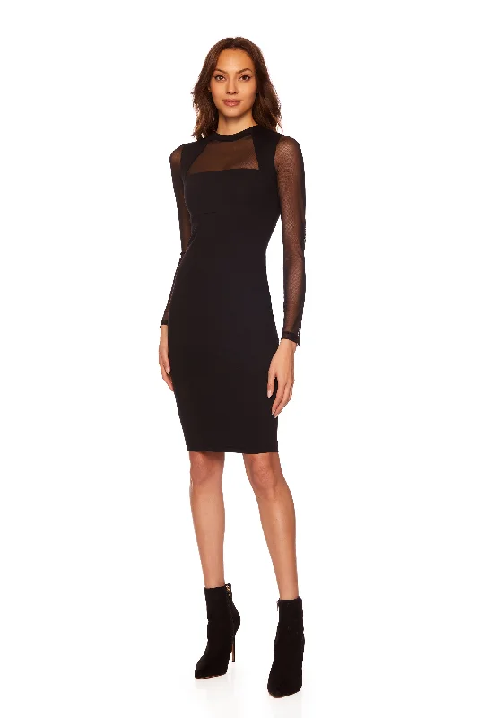 Special Savings draped dressmesh crew long sleeve
