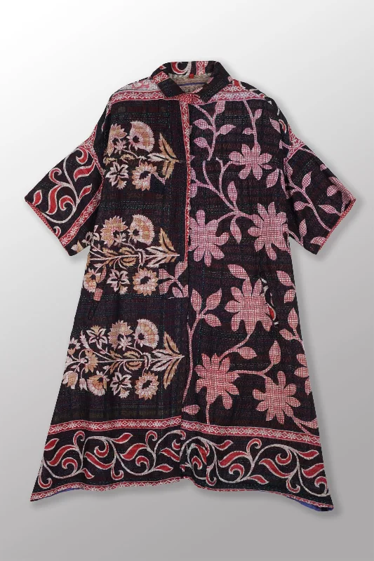 Major Savings VINTAGE COTTON KANTHA HALF SLV. SHIRT DRESS - cv2429-0013a -