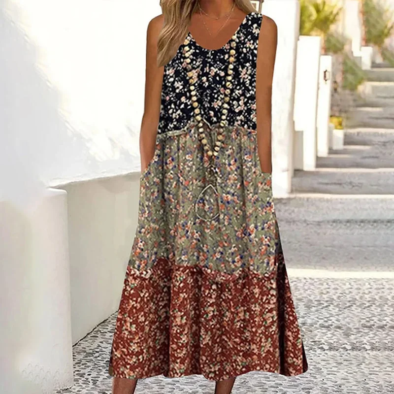 Price Smash flowy maxi dressVintage Patchwork Floral Dress