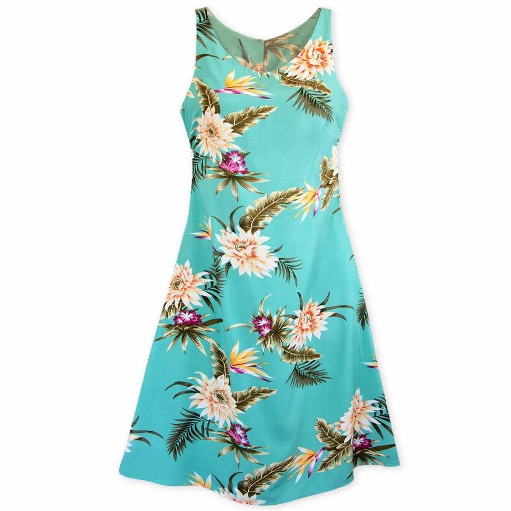 Clearance Items Mountain Green Fiesta Hawaiian Dress