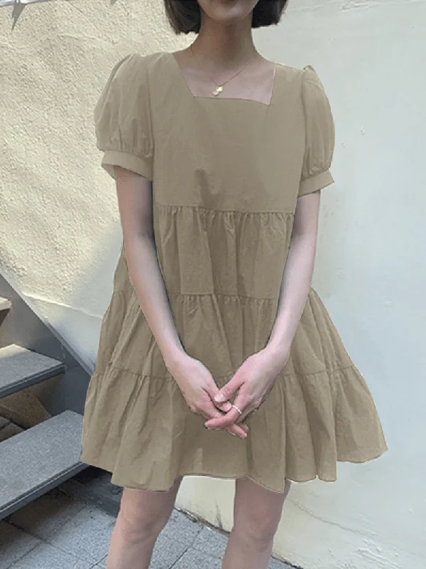 Sneak Peek Sale bodycon dress100% Polyester Puff Sleeve Spliced Striped Summer Dress for Women