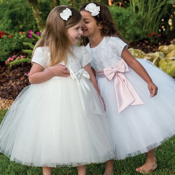 Deal Dash flowy dressSarah Louise Tulle Dress in White/Pink Bow
