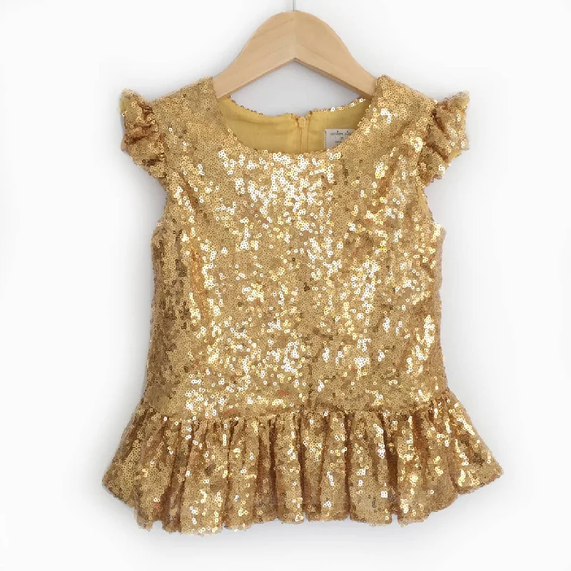 Low Prices flowy dressGold Sequin Peplum Top