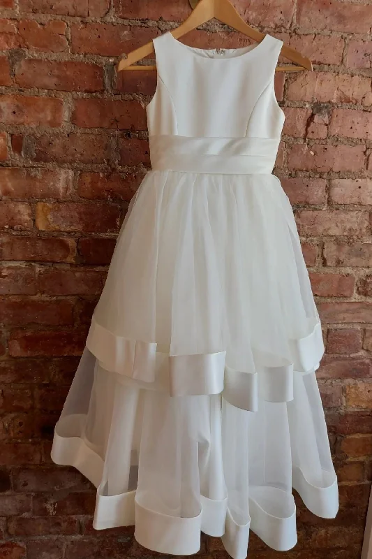 Great Deals sleek midi dressWhite Jewel Sleeveless Multi-Layers Long Flower Girl Dress with Bow Sash