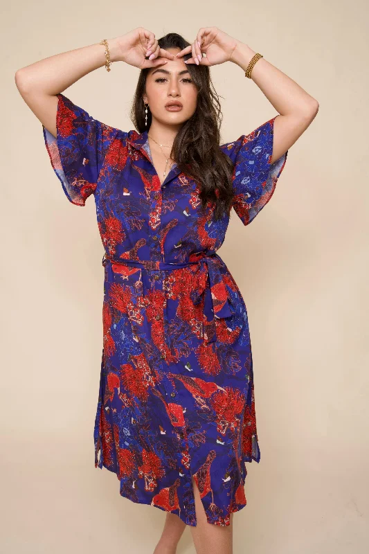 Price Meltdown Kaniakapūpū Lehua Poni Button Down Flutter-Sleeve Dress