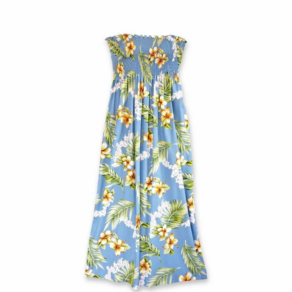 Limited Stock Atoll Blue Maxi Hawaiian Dress