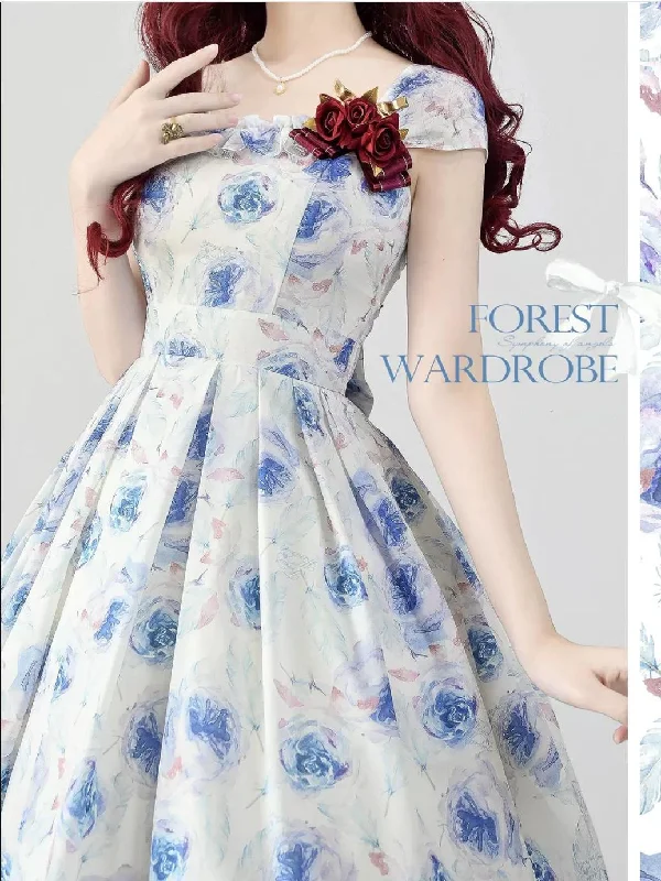 long-sleeve floral dressForest Wardrobe~Forest Basket 3.0~Vintage Lolita JSK Dress Summer Thin Dress