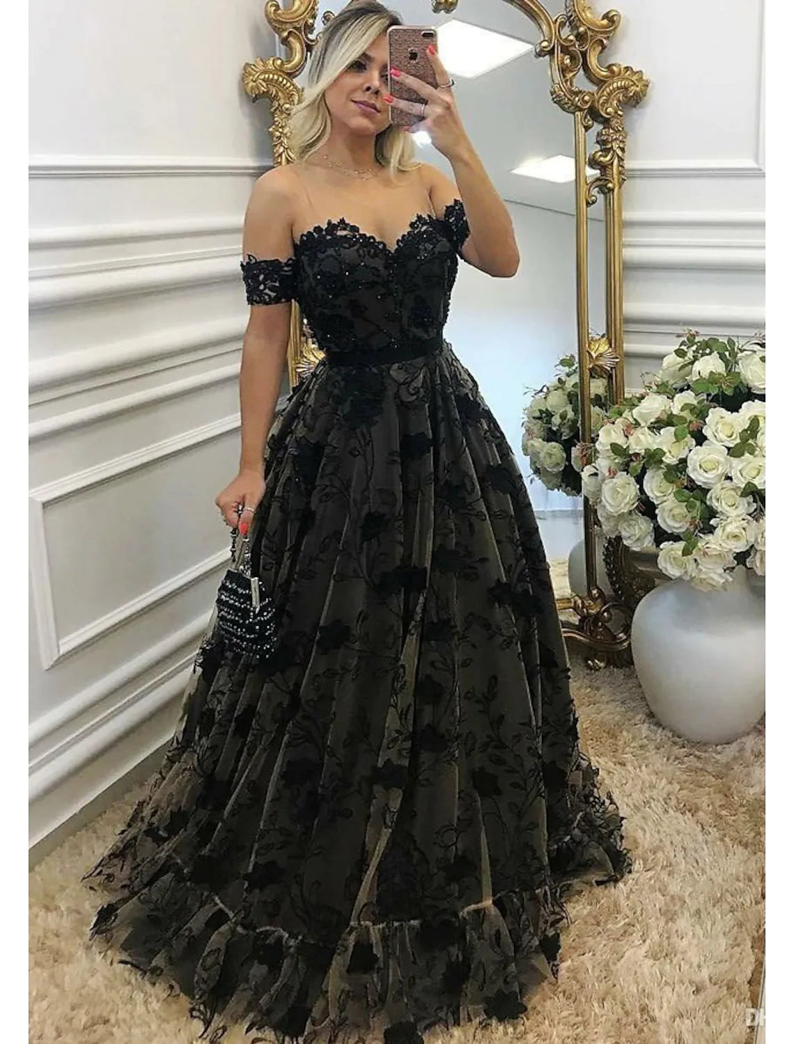 Amazing Deals Ball Gown A-Line Prom Dresses Formal Floor Length Sleeveless Wednesday Lace Backless Beading Appliques
