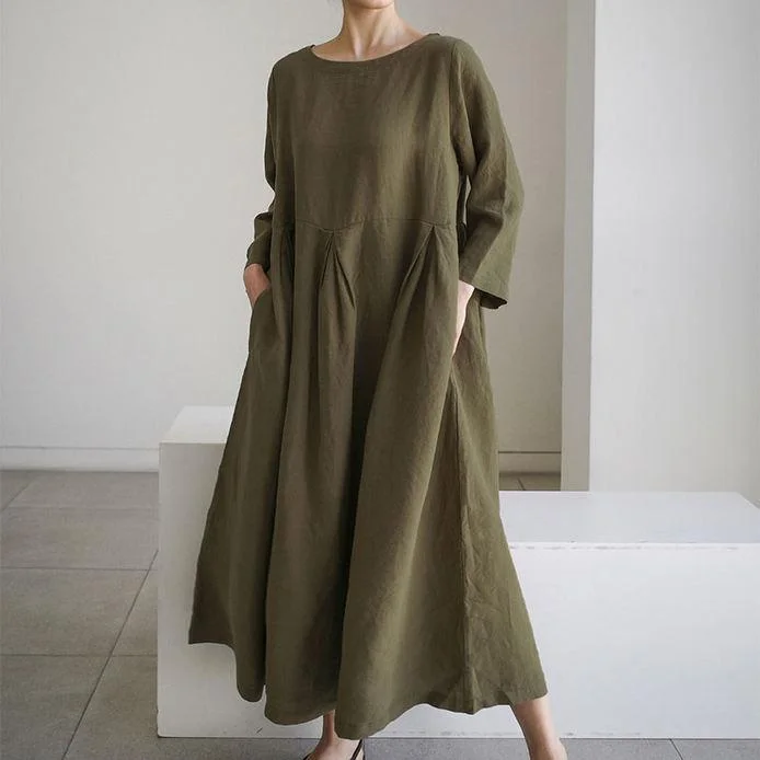 Inventory Reduction office dressWomen's Summer Cotton Linen Maxi Dress