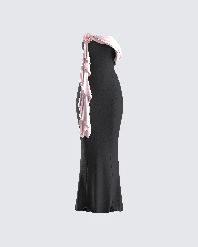 fitted cocktail dressIshita Black Draped Maxi Dress