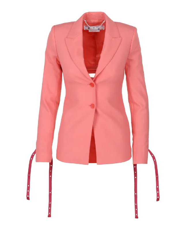Doorbuster Deal casual sports coatOff-White Womens Laces Wool Blend Blazer