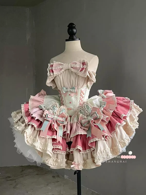 Epic Deals v-neck dressPOSHEPOSE~Satin Waltz~Sweet Lolita Dress High-end Tiered Dress