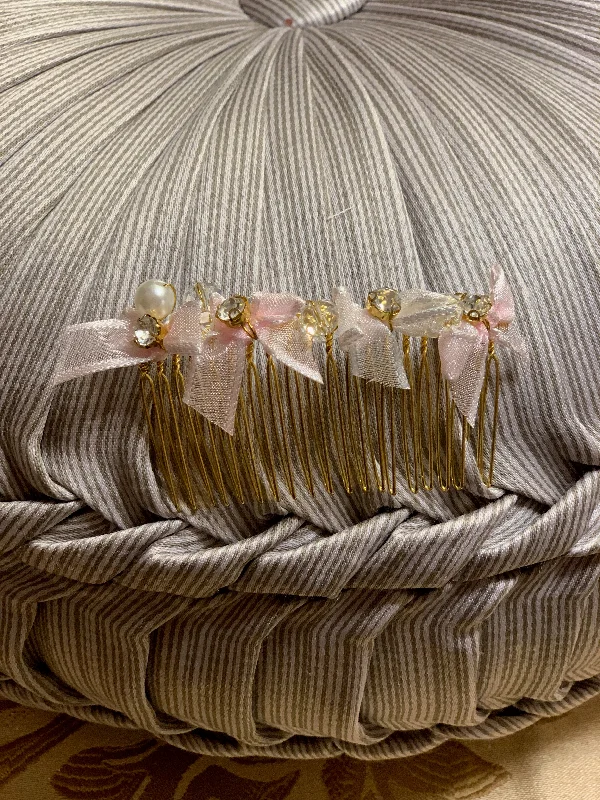 Today Only long sleeve dressLight Pink and Gold Ribbon Bow Hair Comb