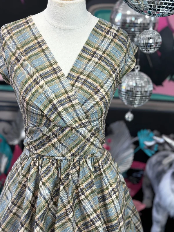 Grand Opening Sale off-shoulder dressPlaid Greta Dress