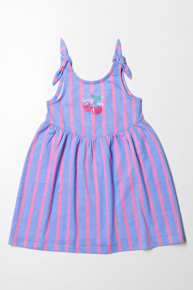 draped dressStripe Sleeveless Dress With Bows Blue And Pink