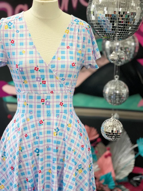 Clearance Sale casual midi dressMimi Swing Dress - Flower Gingham