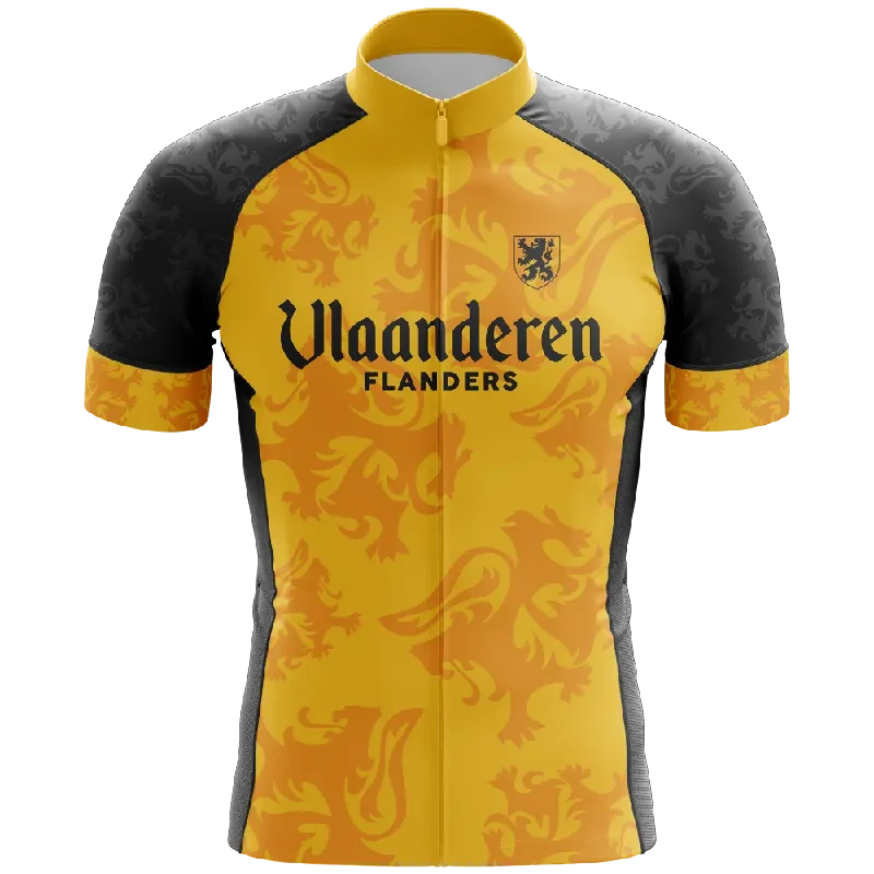 vibrant athletic hoodieVlaanderen Flanders Yellow Short Sleeve Cycling Jersey