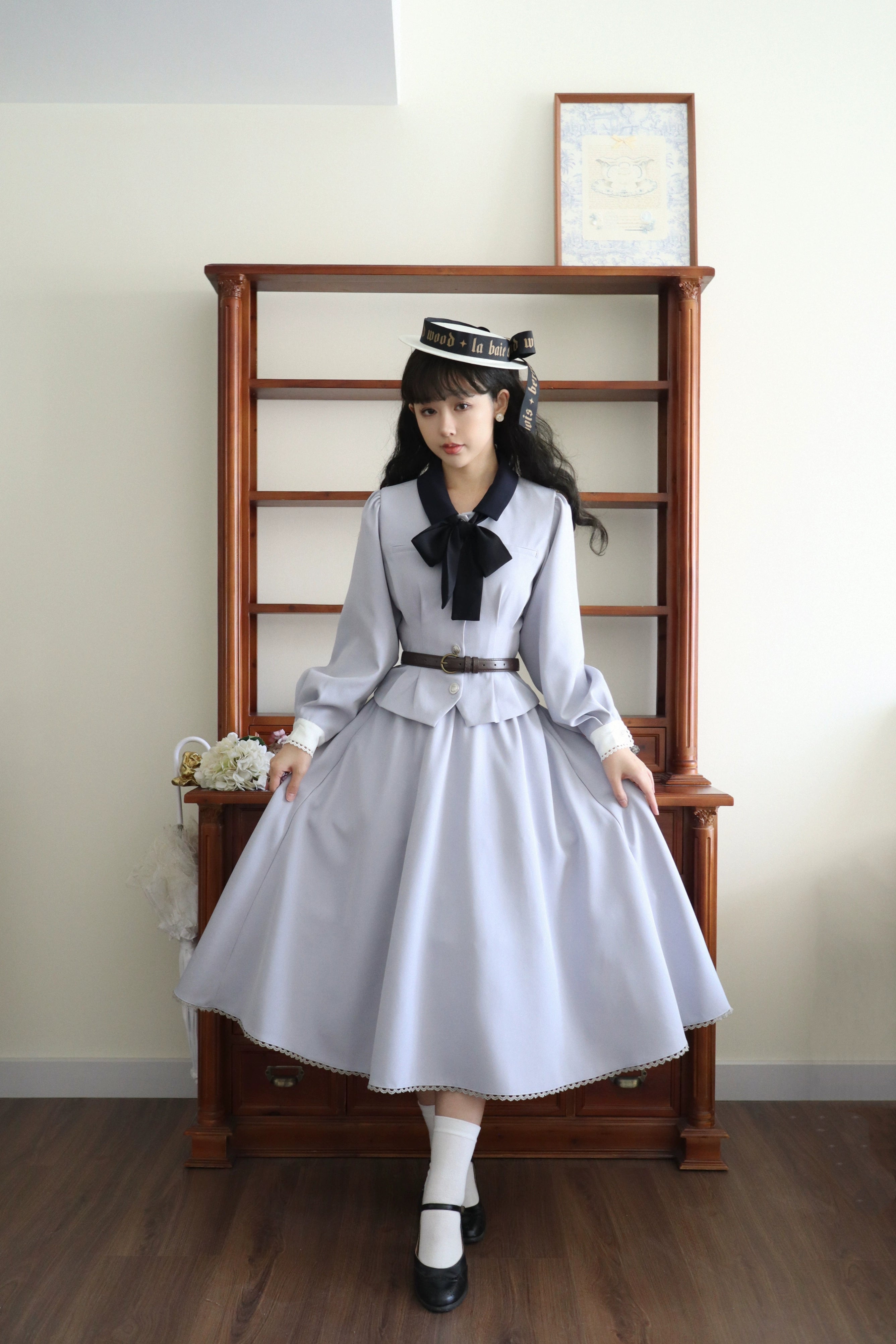 TIME-Limited Offer floral dressSweet Wood~Daily Lolita Skirt Set Long sleeve Coat Dress Set