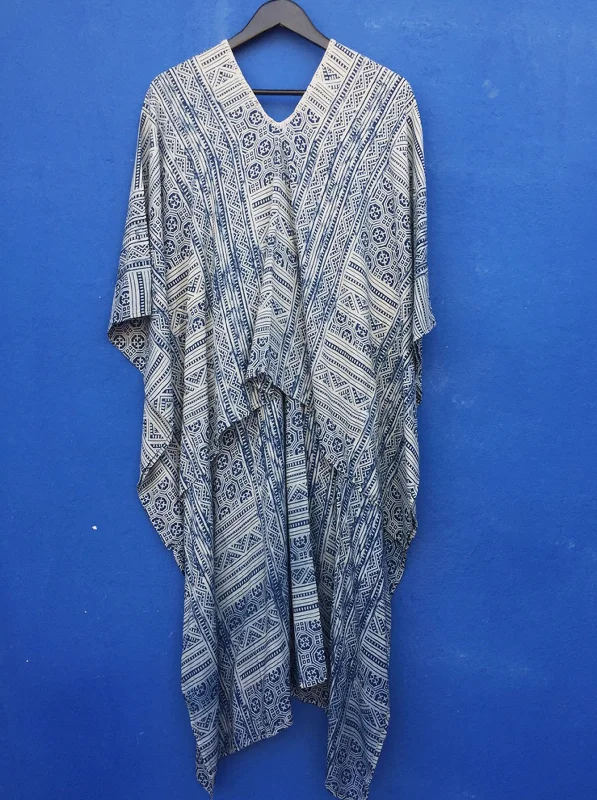 Take Advantage Indigo Batik Print Kaftan Dress