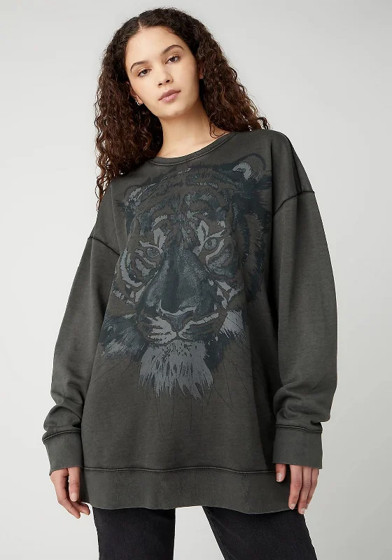 Amazing Deals warm pullover hoodiewarm pullover hoodieWrangler Tiger Print Sweatshirt, Faded Black