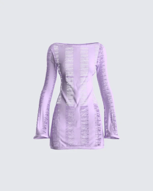 Online Specials lace-up dressMindy Lavender Mini Dress