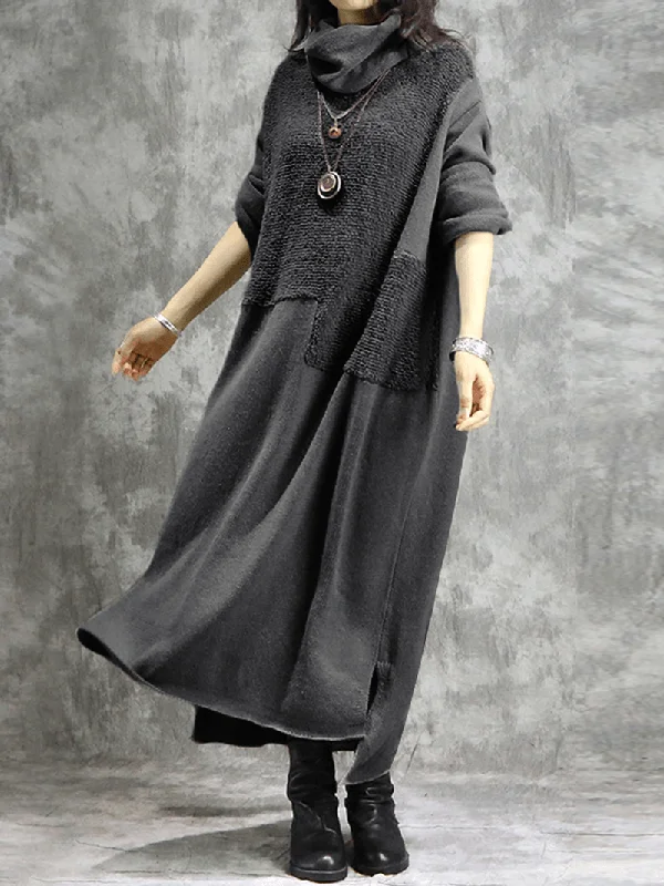 Super Savings vintage-inspired dressWomen Casual Solid Color Long Sleeve Maxi Dress