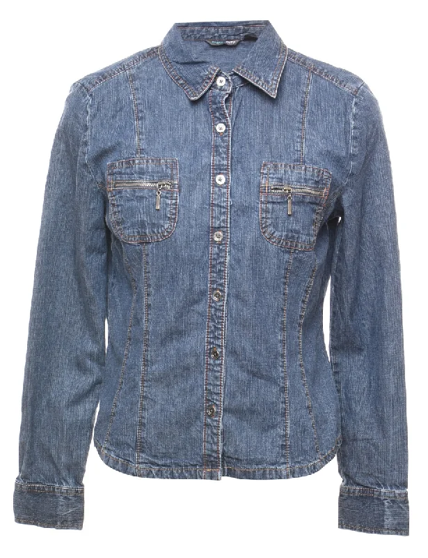 Price Rollback fashionable outerwearDark Wash Denim Shirt - M