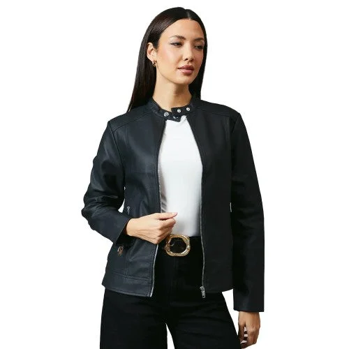 windproof jacketPrinciples Womens/Ladies Faux Leather Collar Detail Jacket