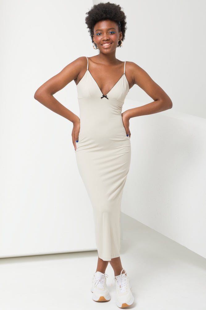 draped dressPoly Spandex Slinky Dress Cream